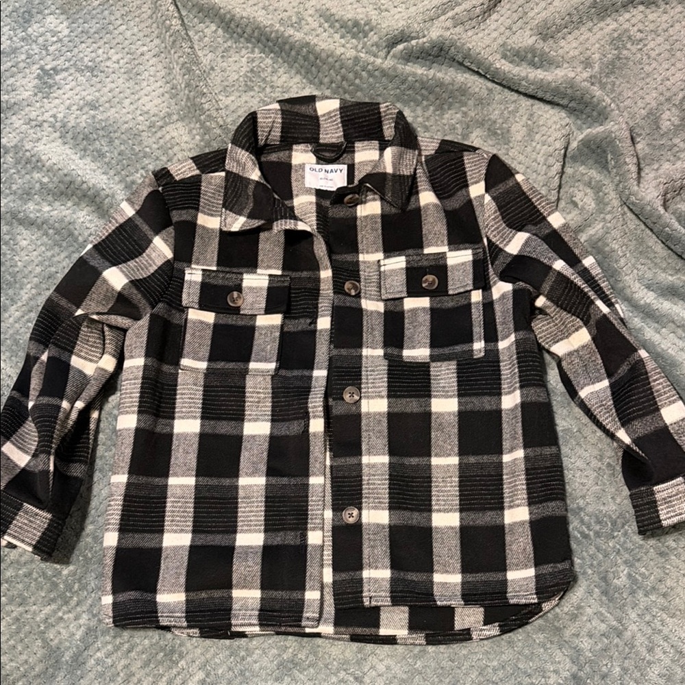 Old Navy Black and White Plaid Kids Shacket New without tags